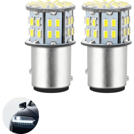 2PCS P21/5W 1157 15D LED Brake Light Bulbs, Ultra Bright 1157, 6000K White Light, 54 SMD 3014 Chips, 12V-24V Replacement Bulbs for Tail Lights in Cars, RVs, Trailers & Boats, 300 Lumens Each