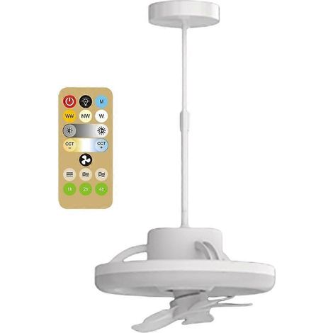 Teleskop-LED-Ventilator mit 2-adrigem Anschluss, 110 V/220 V, mit Fernbedienung, Timer und 360°-Drehung – 260 mm