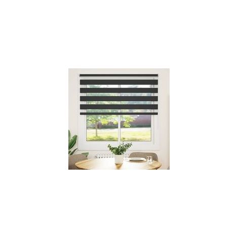 Store enrouleur zébré 140,9 x 175 cm, largeur du tissu 136,7 cm, noir - Crezuo (1/4)