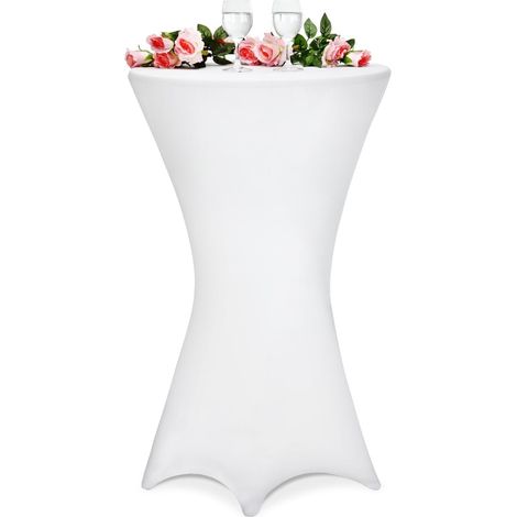 White cocktail table cover 80cm polyester mix 210736259