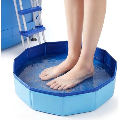 Bac pliable pour pieds et animaux 50 x 10 cm – Bassine portable en PVC pour lavage des pieds après baignade – Utilisation intérieure et extérieure – Facile à ranger – Bleu (1/5)