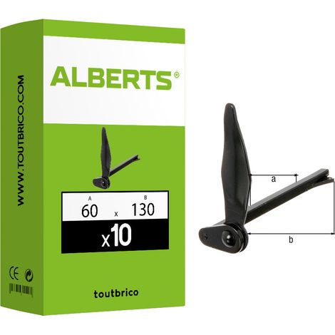 10 arrêt de volet Marseillais à sceller 60x130mm noir Alberts