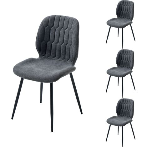 PPkrimnel Lot De 4 Chaises À Manger Gris Foncé Avec Pieds Métalliques (1/5)