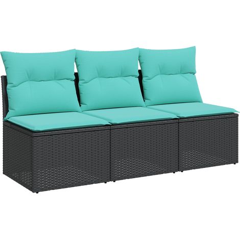 Garden Sofa with Cushion Black 165 x 62 x 69 cm Poly rattan vidaXL