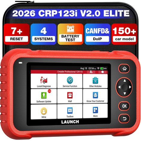 Valise Diagnostic Auto Voiture Multimarque CRP123i V2.0, ENG/ABS/SRS/AT 4 Système,7+Remise à zéro (Huile,SAS,ABS,Frein,BMS,DPF,Papillon des gaz) Réinitialisation, AutoVIN