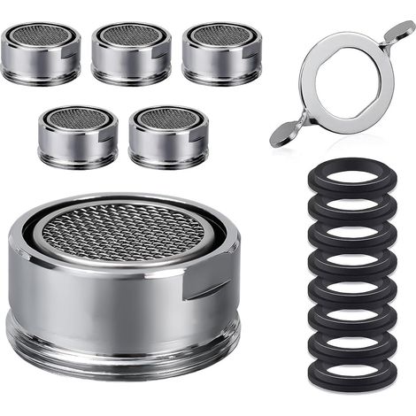 Aireador de grifo de 6 piezas, aireador de grifo ahorrador de agua, aireador de grifo ahorrador de agua, con 8 sellos y 1 llave para grifos, burbujeador ahorrador de agua para baño y cocina (1/5)