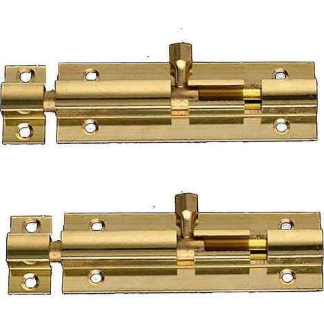 Türschloss aus massivem Kupfer, 7,6 cm (3 Zoll), Vintage-Schieberiegel aus Kupfer für Türen und Fenster, rostbeständig (2er-Pack) (1/4)