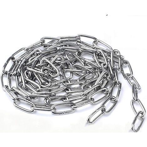 Hochleistungsfähige Kette aus Edelstahl 304 mit verschweißten Stahlgliedern für Zäune, Gehwege und Hundeleinen, Trockenketten, maximale Traglast 200 kg, 4 mm – 1 m (1/5)