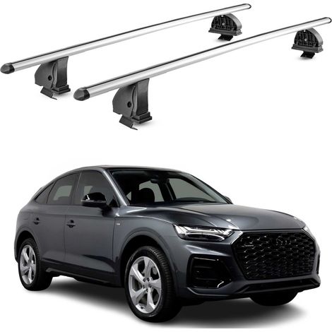 OMAC Aluminium Dachträger Querträger für Audi Q5 FYT Sportback 2021-2026 – TÜV / DIN 75302:2019 – Abschließbar – T-Nut – Max. 75 kg – 2 Stangen – Silber (1/5)