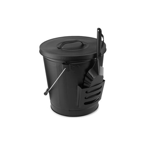 C SECCHIO RACCOGLICENERE C/COPERCHIO E PALA NERO- 1,0 pz