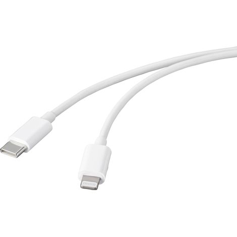 Basetech Câble USB USB 2.0 USB-C® mâle, Connecteur Lightning 1.00 m blanc BT-2347613 Y148922 (1/4)