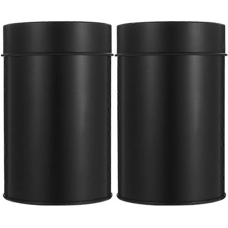 Lot de 2 boîtes à thé en fer-blanc avec couvercles hermétiques, pour le rangement du thé en vrac.-12X7.5X7.5CM-Black (1/4)