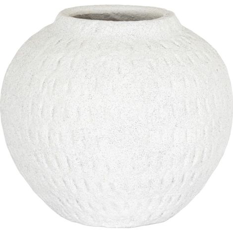 Ashen Medium Round Vase - Ceramic - L19 x W19 x H16 cm - White