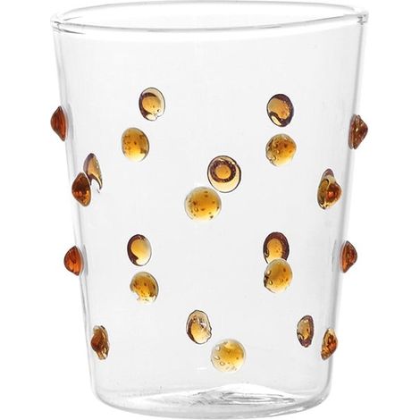 Zafferano Lot De 6 Verres Party Tumbler Junior En Verre Borosilicate Couleur Jaune Or, Design Artisanal À Pois Pour Service De Liqueurs Ou Sauces