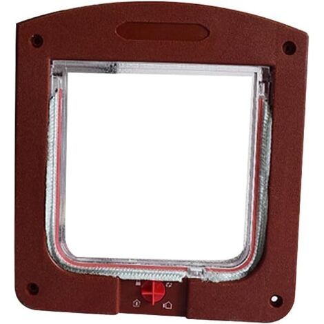 QORVA-Porte pour chat adaptée aux chats et aux chiens, petite porte pour chat avec micropuce, verrouillage à quatre points, facile à installer (marron) (1/5)