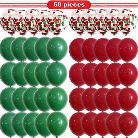 Ensemble de ballons confettis de Noël - 2 pièces, rouge et vert, décorations de joyeux Noël (1/5)