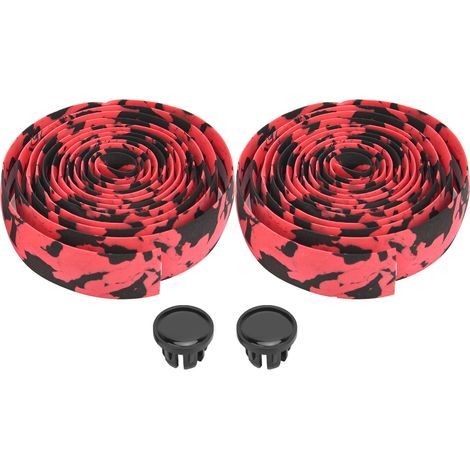 Guidon VTT ZTTO Bande antidérapante poignée vélo avec bouchons (Noir Rouge) (1/5)