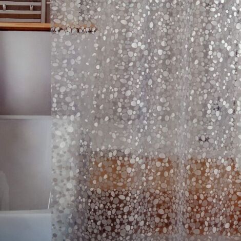 Pair 183 x 183 cm,  Doublure de rideau de douche imperméable en EVA de 8 g d'épaisseur avec 3 aimants inférieurs très résistants, doublure de douche pour cabine de douche, baignoires, motif galets 3D, (1/5)