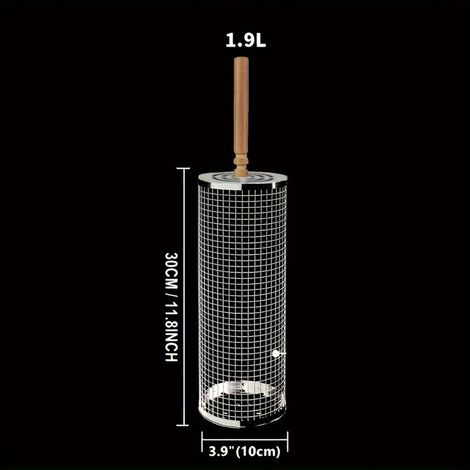 1 Unité : Panier de rôtissage empilable amélioré avec poignée en bois amovible (Acier inoxydable 304) (1/5)