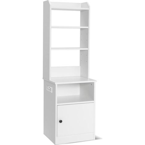 COSTWAY 6-Tier Nightstand Bedside Tables Tall Night Stands w/5 Open Shelf White