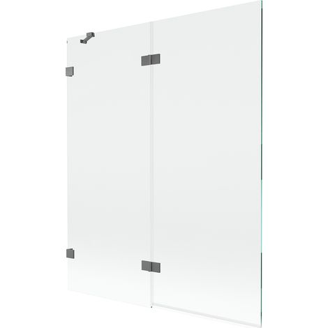 Mexen Lunar paravento da bagno a 2 ante sinistro 140 x 150 cm, trasparente, metallo canna di fucile - 897-140-100-95-00-L (1/5)