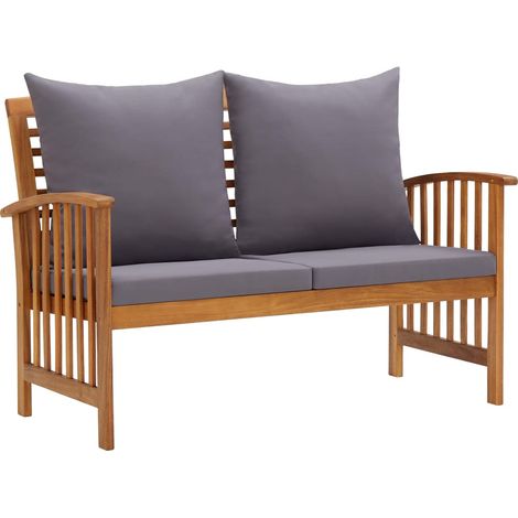 Gartenbank mit Kissen 119 cm Massivholz Akazie