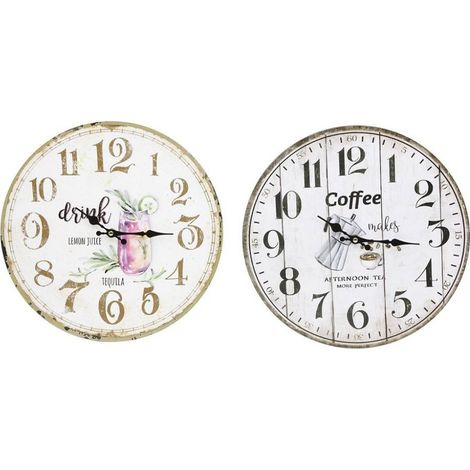 TrAdE Shop Traesio - Orologio Da Parete Muro In Legno Analogico Decorato Cucina Stanza Casa 218691 - (1/3)