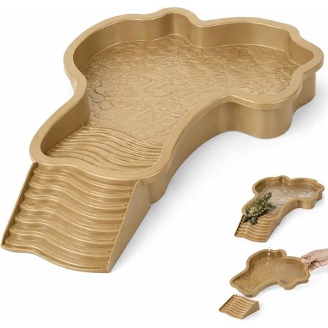 Grand Abreuvoir Reptile, Gamelle Antidérapante pour Tortue Lézard Gecko et Amphibiens,Kaki (1/5)