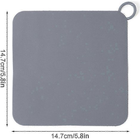 Couvercles de bonde carrés 100 % silicone pour lavabos de salle de bain, avec revêtements de sol de douche blancs et gris. (1/4)