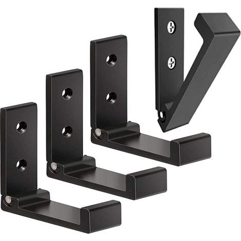 Noir Lot de 4 Crochets Muraux Pliables-Crochets pour Manteaux Invisibles, Crochet Mural en Aluminium, Crochet de Suspension Mural en Alliage D'Aluminium Patères Pliables à 90 ° (1/4)