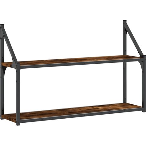 Maison Exclusive - Wandregal 2 Fächer Räuchereiche 80x21x51 cm Ho