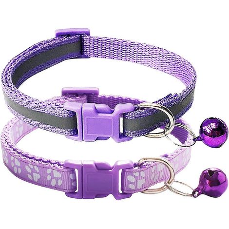 Collier pour chat en deux parties avec motif de pattes réfléchissantes et clochette, style basique pour chiens et chats (1/5)