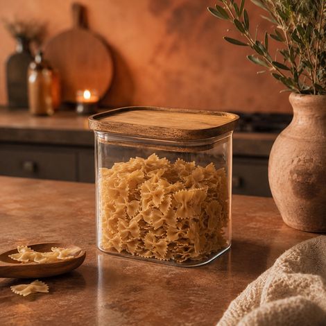 Bocal - HOME DECO FACTORY - HERITAGE - Borosilicate - Empilable - Transparent et marron (1/5)