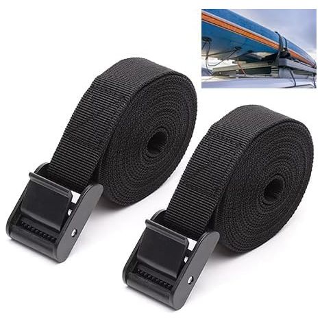 Spanngurt Befestigungsgurt, 4 Stück Zurrgurt 2 m x 25 mm Spanngurte Expander mit Klemmen Spanngurte Spannbänder mit Klemmschloss (Schwarz)