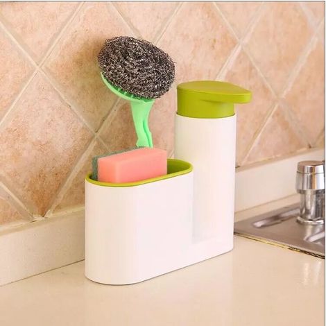 Pompe à liquide vaisselle 2 en 1 avec porte-éponge pour évier, salle de bain et cuisine-AquaForge (1/5)
