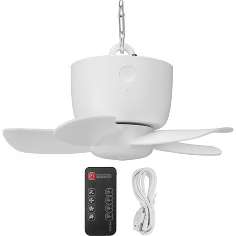 Ventilateur de Camping 4 Vitesses USB Rechargeable 5V avec Télécommande et Minuterie pour Extérieur (1/5)