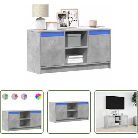 LED-Beleuchtung - TV-Schrank mit LED-Beleuchtung Betongrau 100x34x50 cm (1/5)