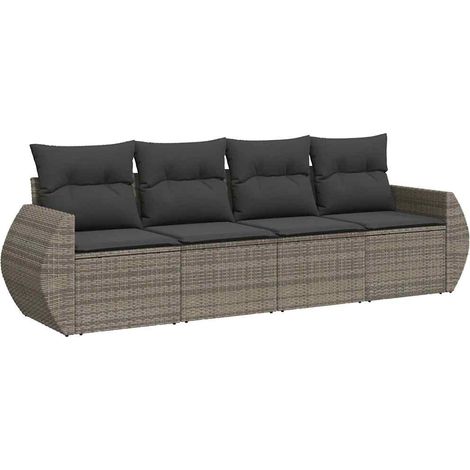 Maison Exclusive - 4-tlg. Garten-Sofagarnitur mit Kissen Grau Pol