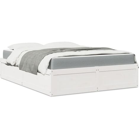 Bed with Mattress White 140x200 cm Solid Wood Pine vidaXL (1/5)