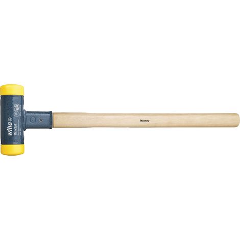 Wiha Massette à embout plastique sans rebond avec manche en hickory, embout de massette rond 40, 375 mm (02095)