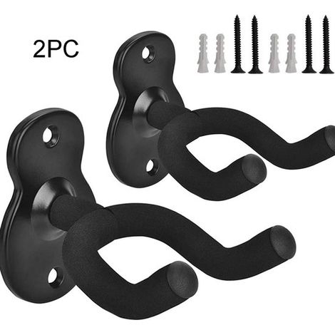 Soporte para guitarra de 2 piezas，colgador de guitarra，soporte de pared para guitarra，soporte de pared para guitarra，negro (1/5)