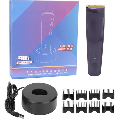 Kit tondeuse à cheveux électrique professionnel sans fil acier inoxydable noir pour homme coupe barbe taille (1/5)