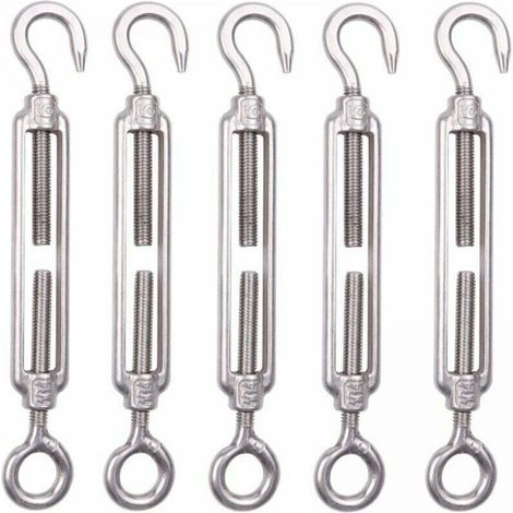 Pcs M8 6mm Stainless Steel Cable Tensioners, Fence Tension Hooks, Adjustable 304 Stainless Steel Wire Mesh Tensioners for Rope, Cable, Clothesline, Garden Fences (1/5)
