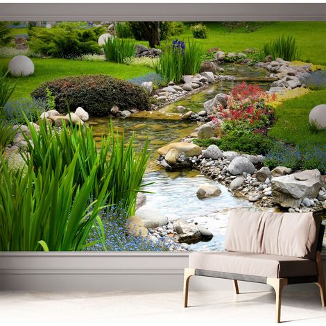 Papier peint adhésif autocollant pour salon chambre à coucher peint imprimé pour mur Jardin idyllique 312x219 cm (1/5)
