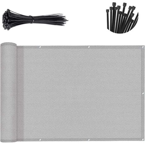 Grauer Sichtschutz für Balkone, 90 % Schatten, robustes Windschutzgewebe aus Netzgewebe für Terrasse, Außenbereich, Garten, Patio (0,9 × 5 m)