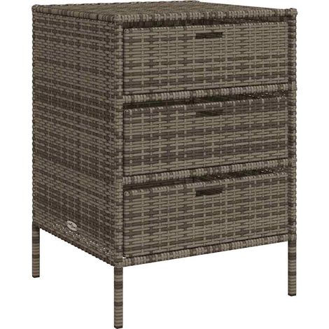 Armoire de rangement de jardin et 3 tiroirs gris résine tressée