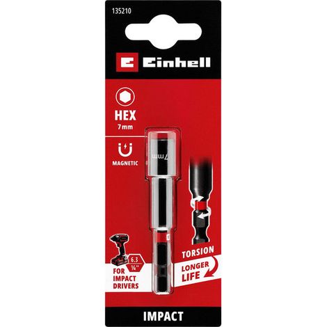 Einhell Accessories Chiave A Bussola Esagonale Magnetica 7 Mm Attacco 1/4" E 6.3 Cromo Vanadio