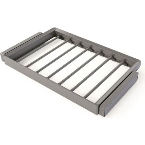 EMUCA Kit de porte-pantalon à 7tringles et rack ajustable Quartz pour armoires - glissières extension totale et à fermeture douce - Module 80cm - Finition Titane (1/5)