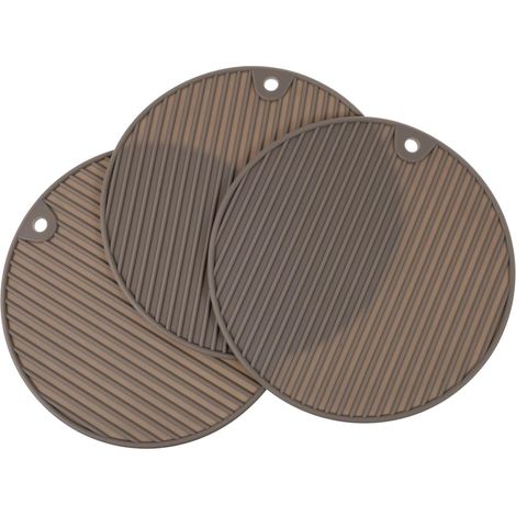 Lot de 3 dessous de plat en silicone, gris, antidérapants (1/5)