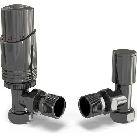 Talus Bold - Black Nickel Thermostatic Radiator Valve & Lockshield Angled 10mm